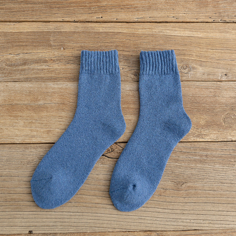 Solid - Color Loop In - Tube Imitation Rabbit - Wool Socks