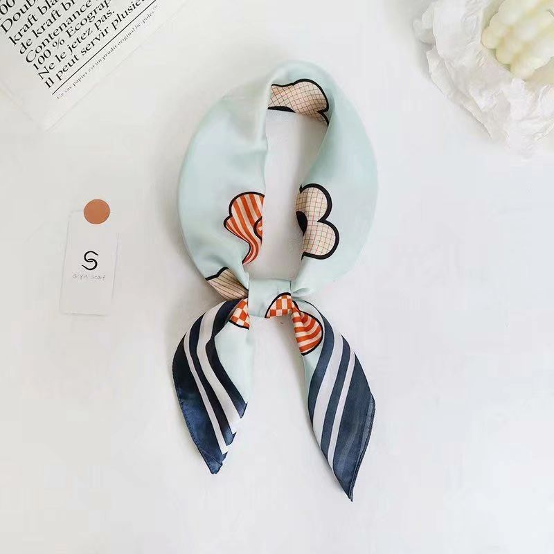 Four Seasons New Printing Decoration Ethnic Flowers Wild Tie Hair Small Square Scarf
