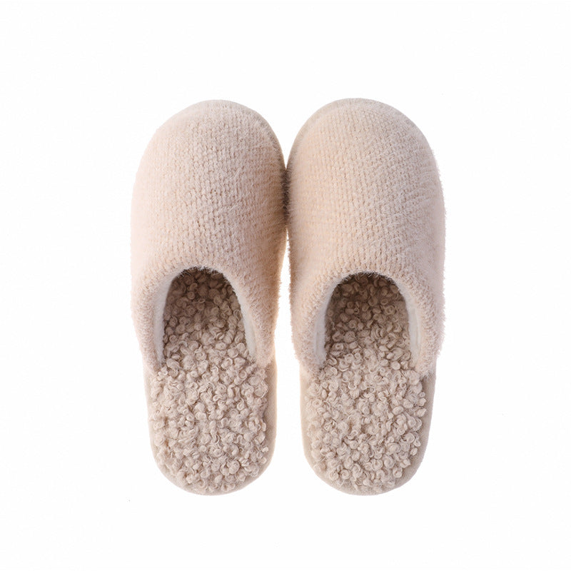 Fashionable warm home anti slip plush cotton slippers