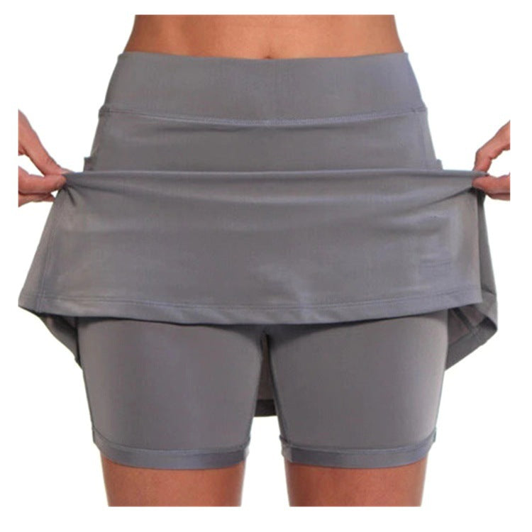 Mode ensfarvede midt-taljede culotter, kvinders sports casual bukser med lommer, Amazon ny nederdel
