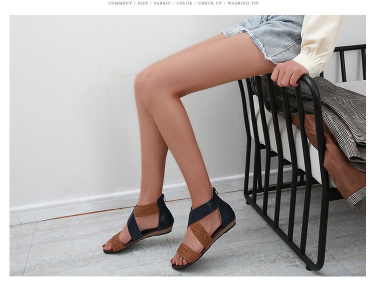 Cross straps Roman sandals colorblock