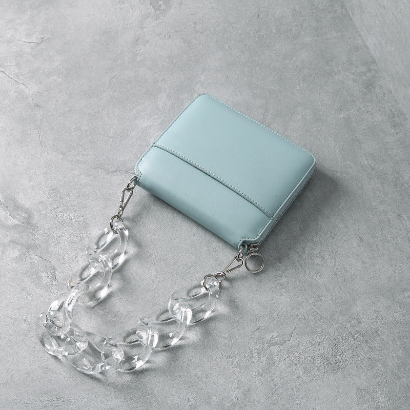 transparent chain portable crossbody ladies square bag