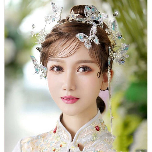 Bride blue butterfly hair band