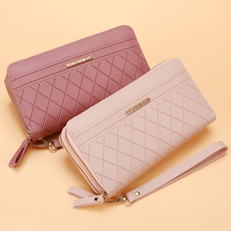 Women's Simple Double Zipper Multiple Card Slots Long Wallet