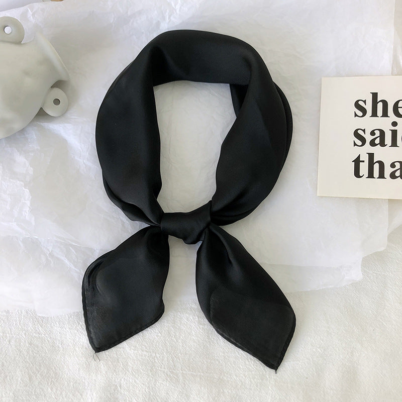 Pure color ladies tie wrap silk scarf