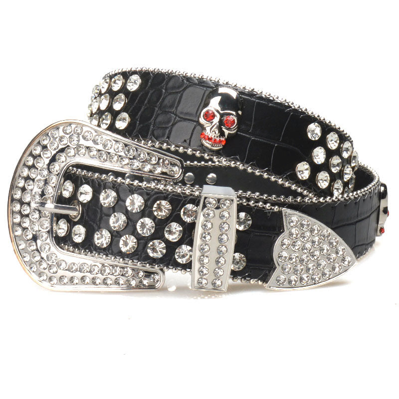 Women's Belt Needle Buckle Water Drill Lengthened And Widened Inlaid