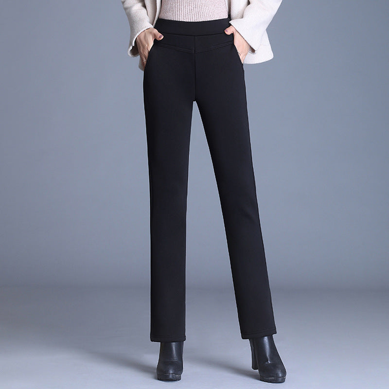 Stretch slim straight-leg pants trousers