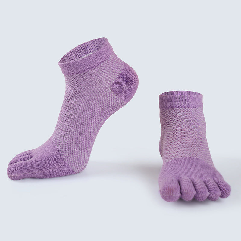 Mesh Cotton Mid-tube Five-toed Socks Split Toe Solid Color Sports