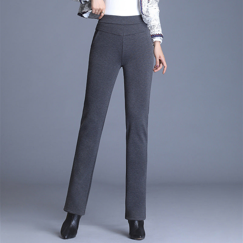 Stretch slim straight-leg pants trousers
