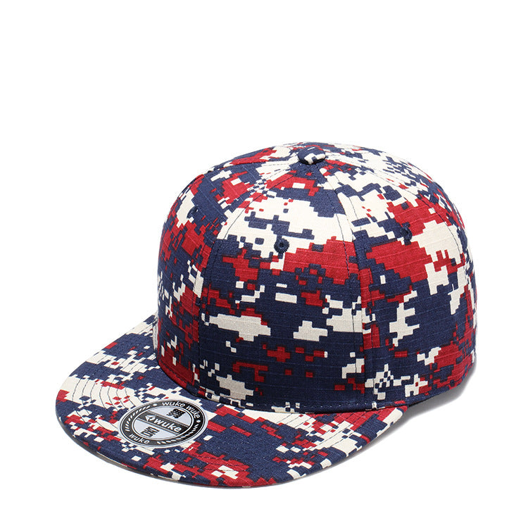 Camouflage color-block flat hat