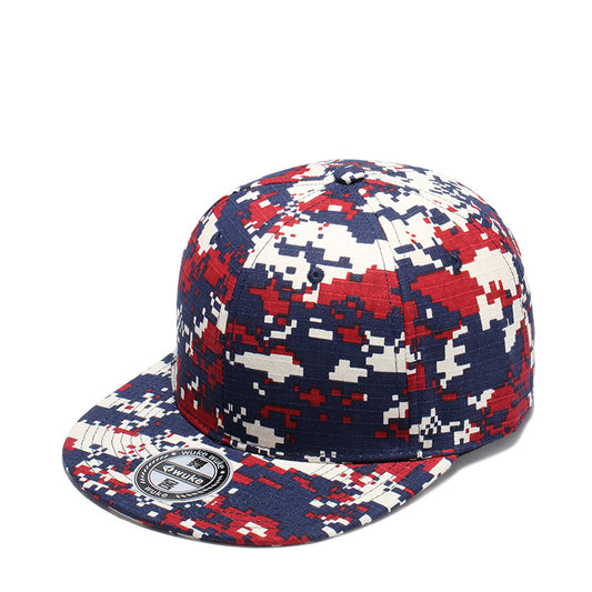 Camouflage color-block flat hat