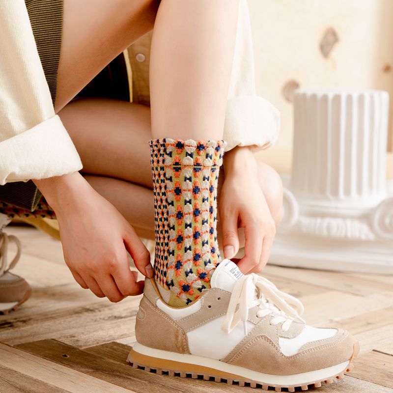 Middle Tube Cotton Socks Japanese British Style Retro
