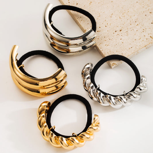 Temperamental Cold Style Geometric Metal High Elastic Twist Semicircle Shape All-match Hair Accessories