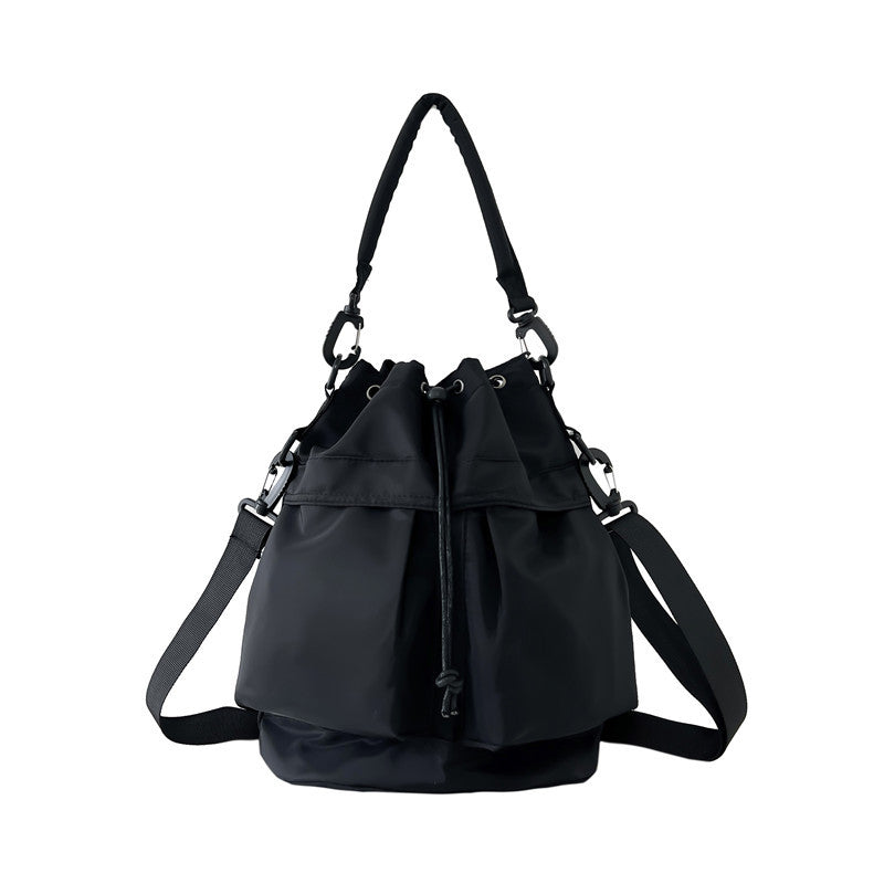 Waterproof Nylon Cloth Drawstring Bucket Bag Large Capacity