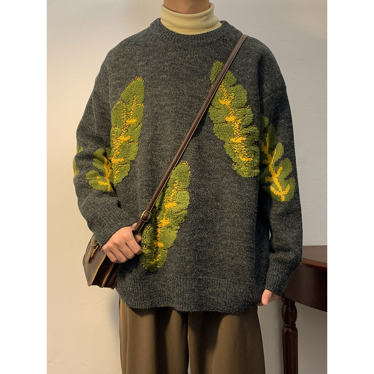 Couple's Heavy Bottomed Shirt Abstract Jacquard Sweater