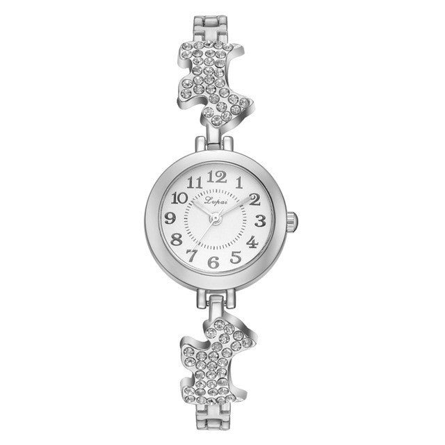 Round alloy bracelet watch