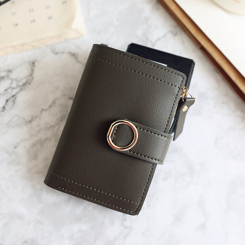 Simple small wallet with zipper buckle ring