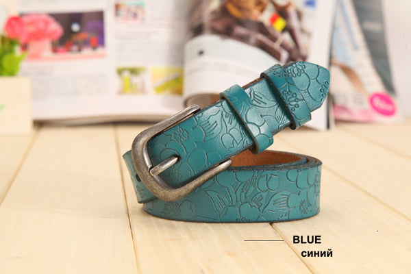 Women's hollow leather belt