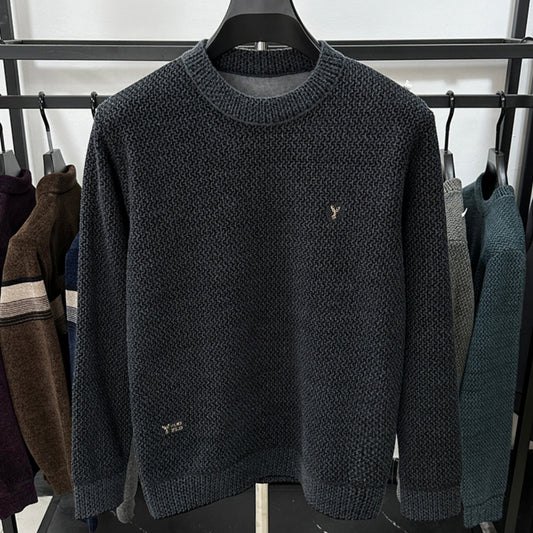 Winter Men's Thermal Round-neck Velvet Padded Sweater