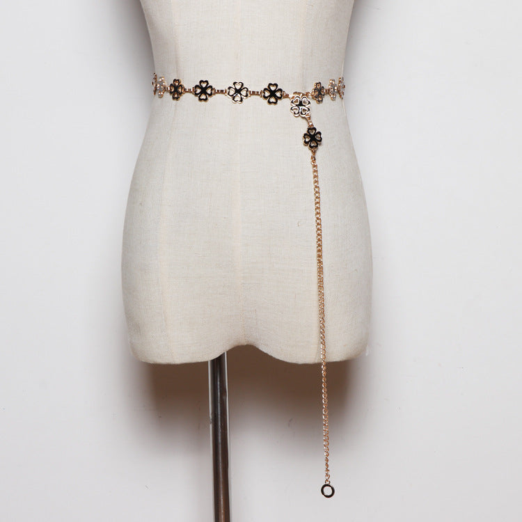 Fashion Decorative Belt Dress Sweater