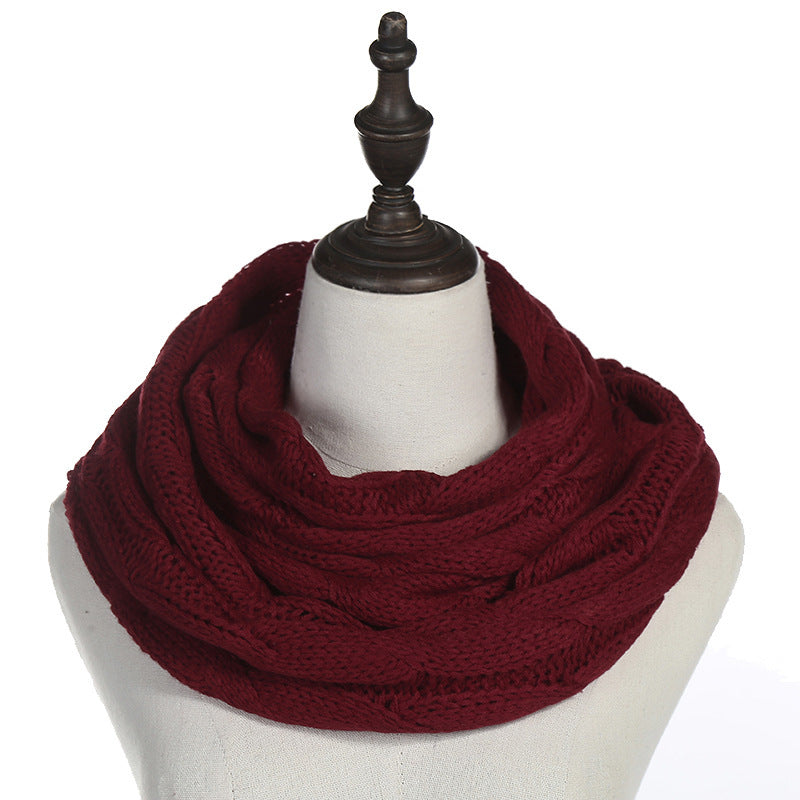 Fashionable Women's Solid Color Warm Knitted Scarf