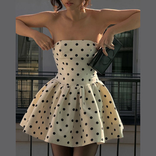 Retro Dot-printed  Form-fittingTube Dress