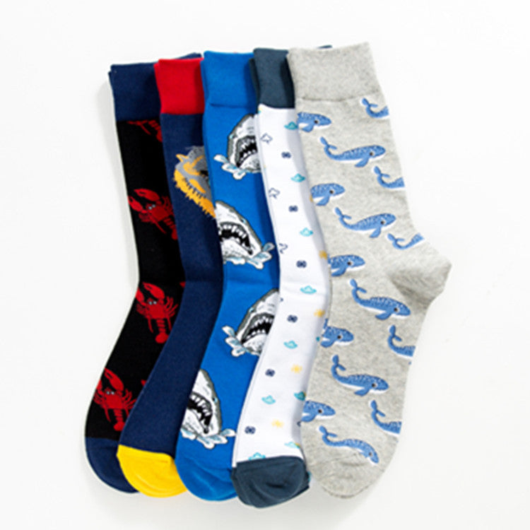 Colorful Mid-calf Couple Casual Cotton Socks