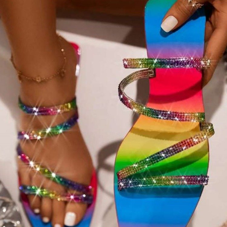 EBAY Diamond Flat Sandals Slippers Shoes