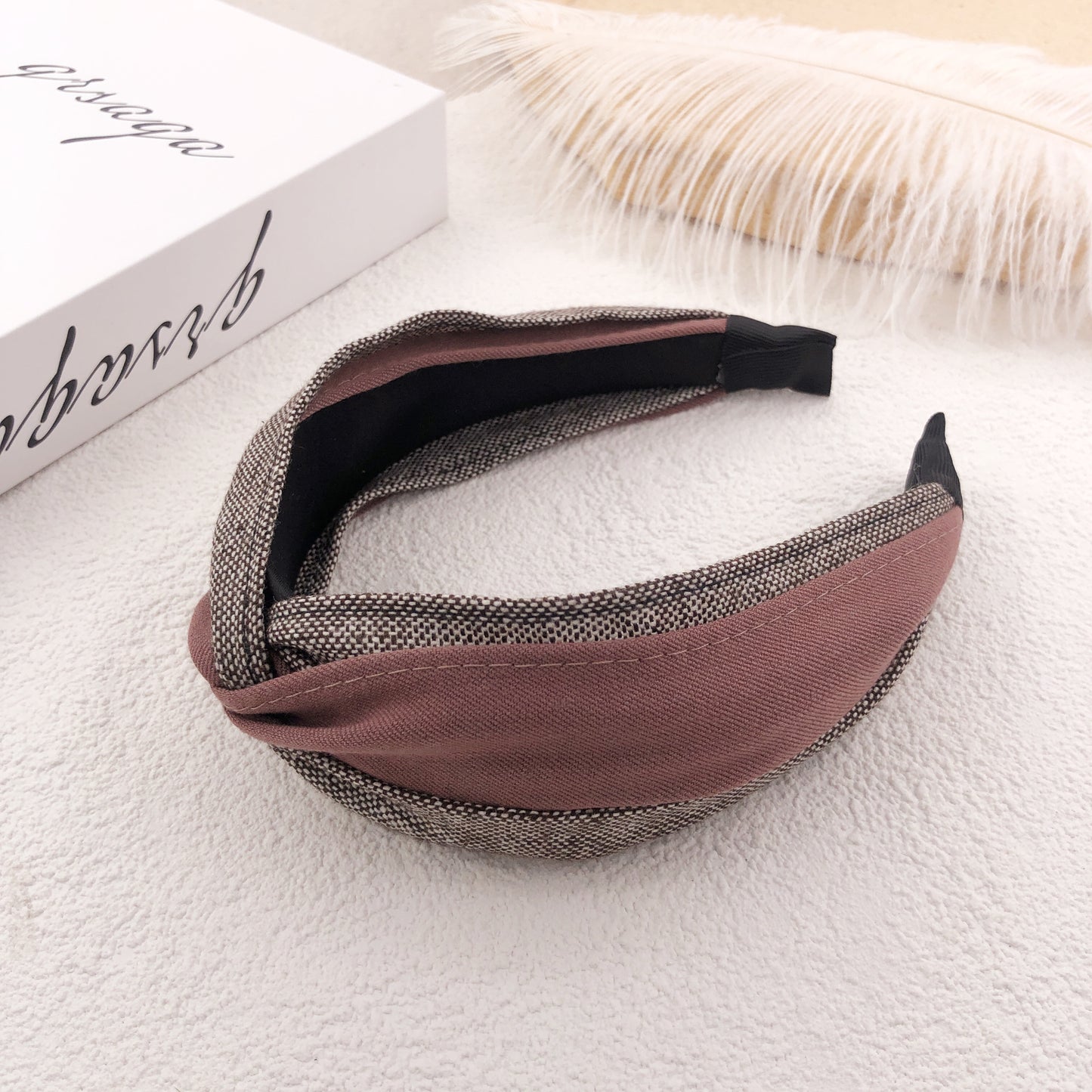Suede flower hit color headband