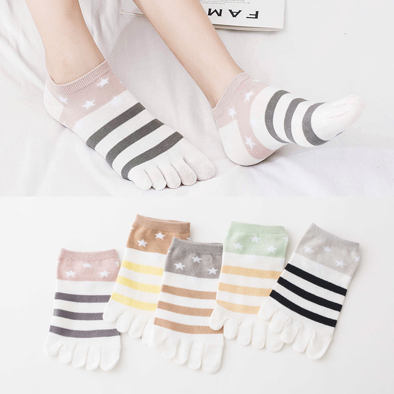 Ladies mid-tube cotton five-finger socks