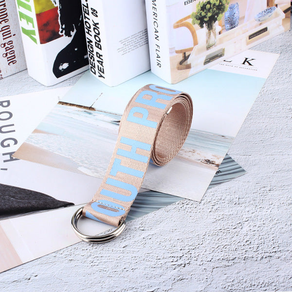 Women's alphabet canvas belt