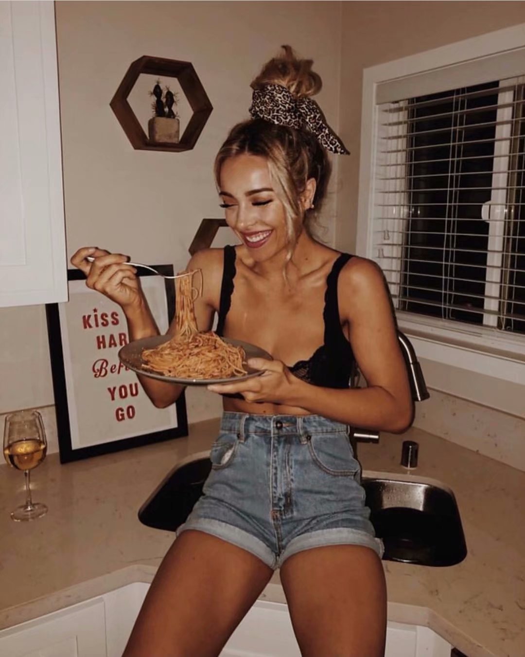 Raised hip denim shorts