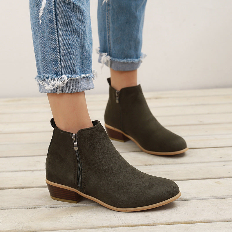Plus Size Women's Thick Heel Casual Short Boots
