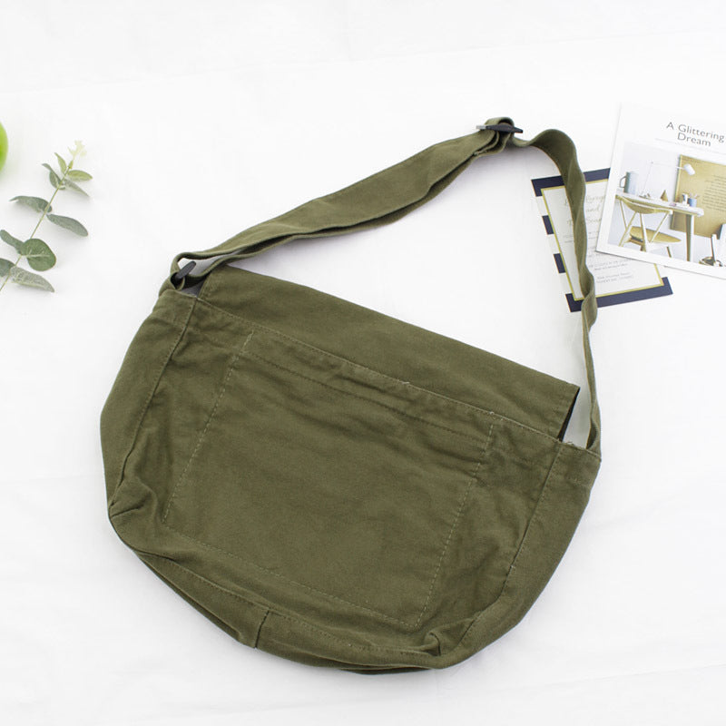 Mori Series Literary Casual Canvas Solid Color One-shoulder Messenger Female Bag