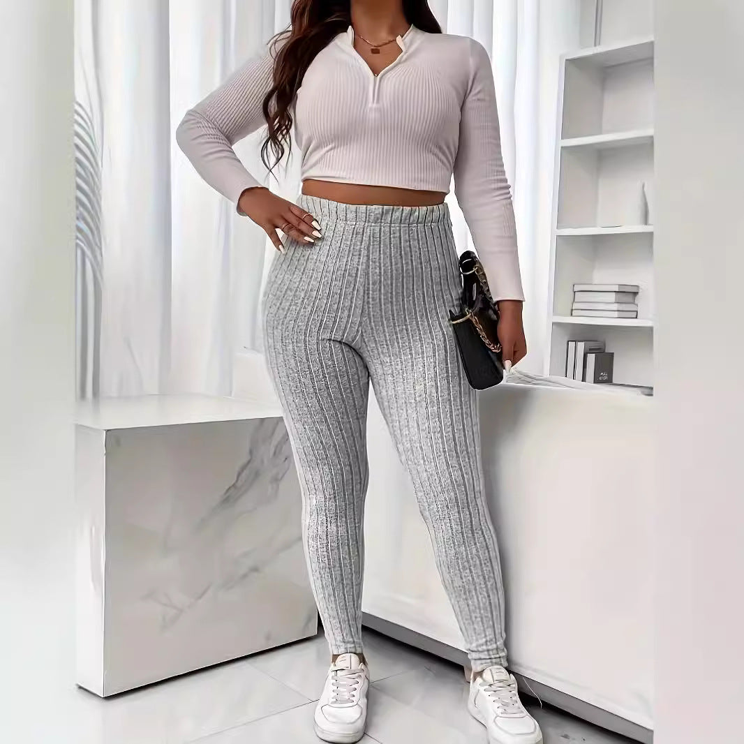 Knit Casual High Waist Women's Leggings