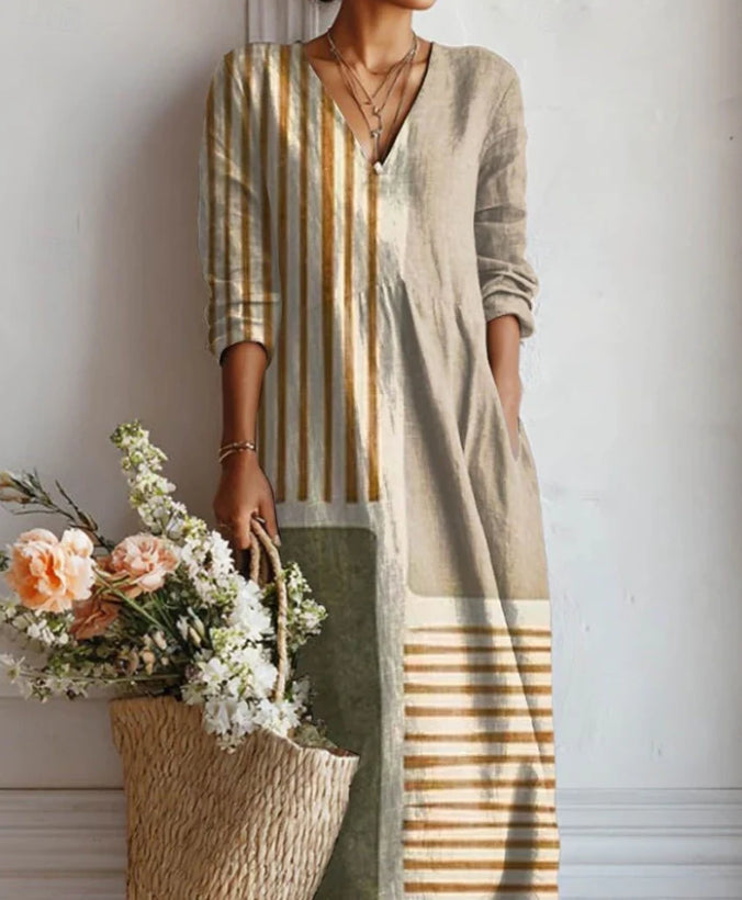 Lady's Linen Long-sleeved Dress