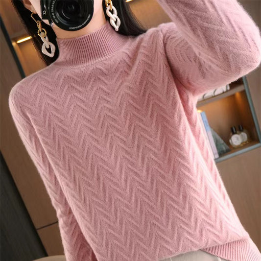 Mock Neck Sweater Women's Thick Loose All-matching