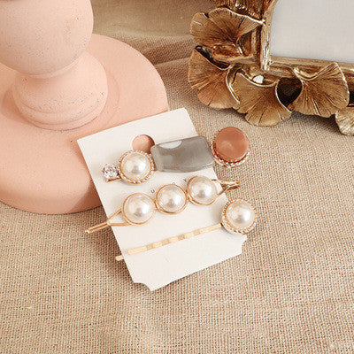 Vintage sweet pearl acetate bangs hairpin