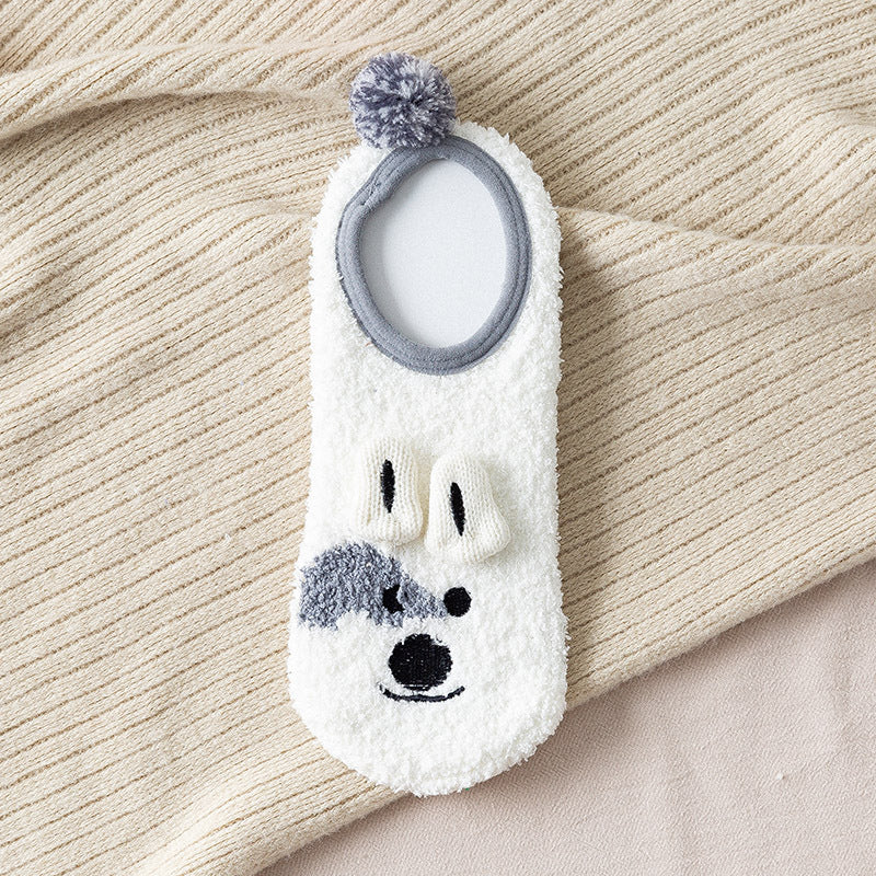 Coral fleece plus fleece padded floor boat socks