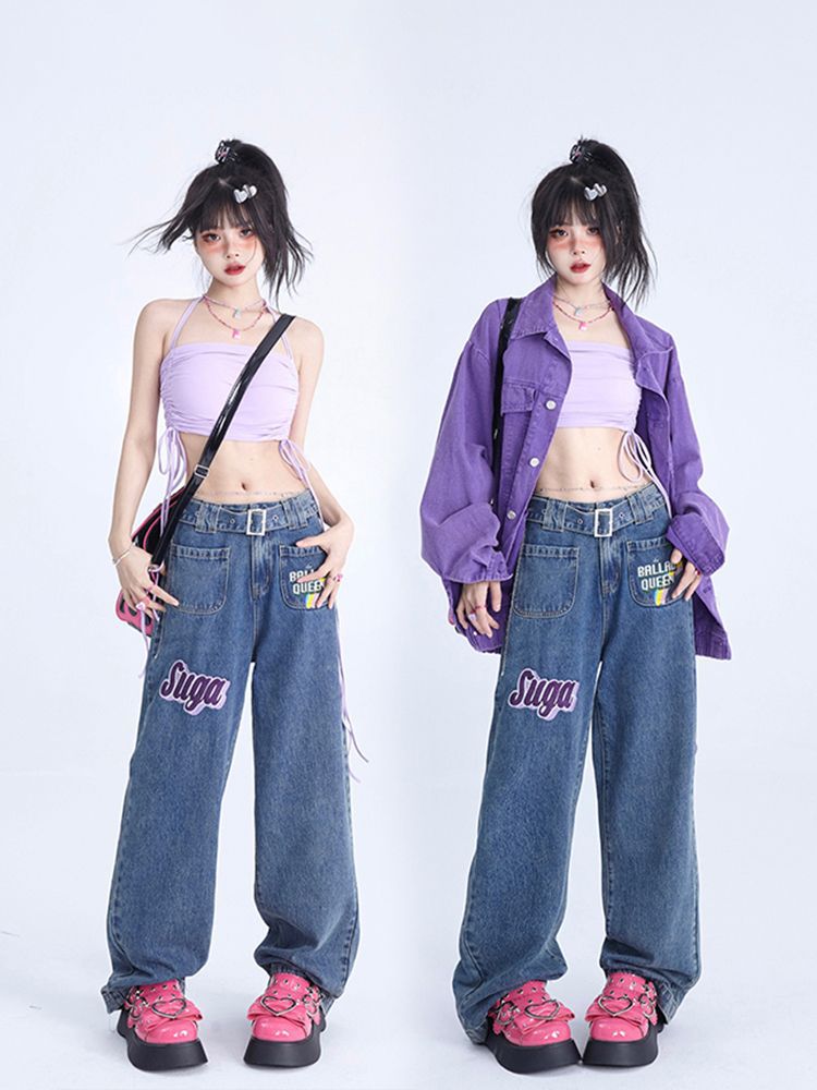Spicy Girls Straight Leg Jeans Women's Loose Fit
