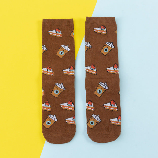 Women's socks cute cartoon skateboard socks