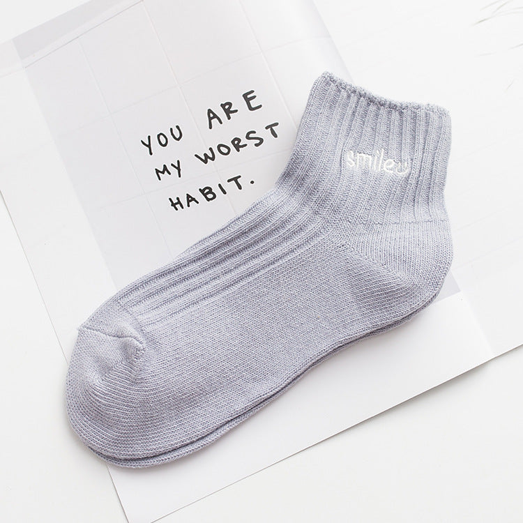 Letter embroidery cotton socks