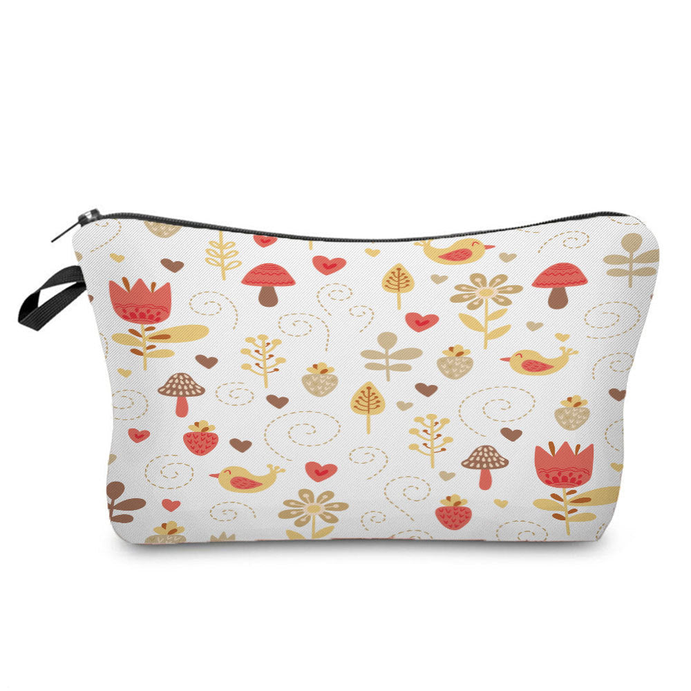 Cartoon Mushroom Dumpling Type Printed Makeup Bag