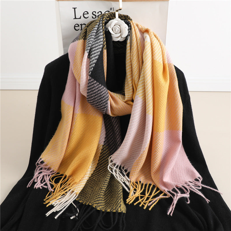 Color Matching Scarf Women's Tassel Casual Decorative Shawl