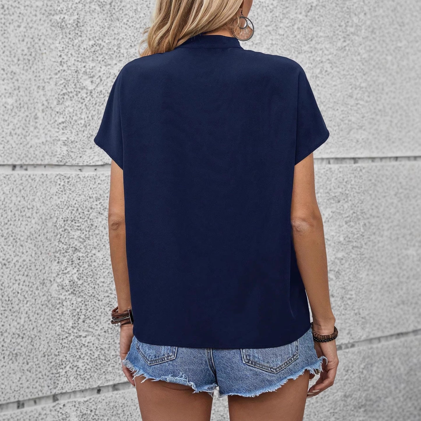 Casual Comfortable V-neck Printed Loose-fit Blouse