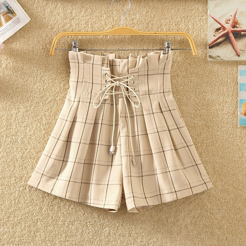 Strap Elastic Waist Casual Shorts Large Size Loose High Waist