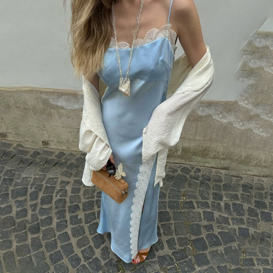 Fashionable Patchwork Sexy Strap Womens Dress