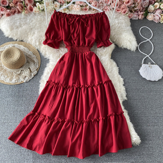 Summer New High Waisted A-line Midi Skirt