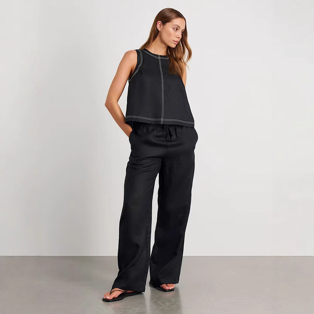 New Wide-leg Pants And Sleeveless Vest Casual Set