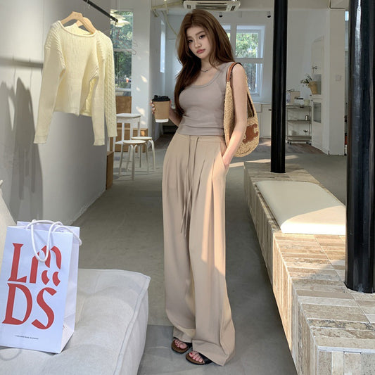 High Waist Wide Leg Pants Women's Thin Draped Pants